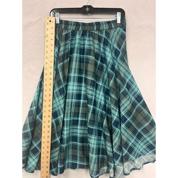 Flint & Moss Womens Plaid Blue/Green Polyester Midi Skirt #6304 - Picture 7 of 8